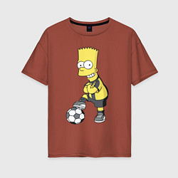 Женская футболка оверсайз Барт Симпсон - крутой футбольный форвард