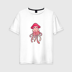 Женская футболка оверсайз Гридуза Мухомор с щупальцами, медуза в шляпке гриб