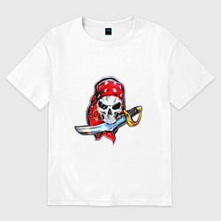 Женская футболка оверсайз Череп с саблей в зубах