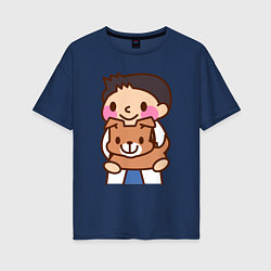Женская футболка оверсайз Ветеринар держит собачку