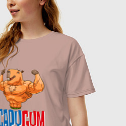Футболка оверсайз женская CapyGYM - лучший бодибилдинг, цвет: пыльно-розовый — фото 2