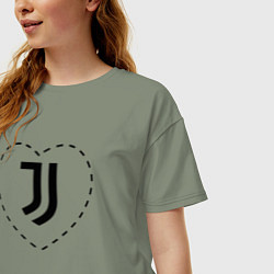 Футболка оверсайз женская Лого Juventus в сердечке, цвет: авокадо — фото 2