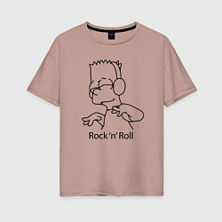 Футболка оверсайз женская Bart Simpson - Rock n Roll, цвет: пыльно-розовый