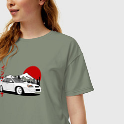 Футболка оверсайз женская Subaru Impreza WRX Sti Retro JDM, цвет: авокадо — фото 2