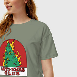 Футболка оверсайз женская Anti xmas club, цвет: авокадо — фото 2
