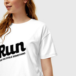 Футболка оверсайз женская Run Like You Stole Something, цвет: белый — фото 2