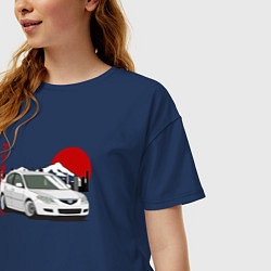 Футболка оверсайз женская Mazda 3 bk JDM Retro, цвет: тёмно-синий — фото 2