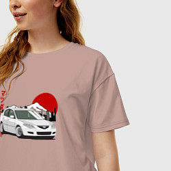 Футболка оверсайз женская Mazda 3 bk JDM Retro, цвет: пыльно-розовый — фото 2
