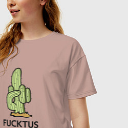 Футболка оверсайз женская Fucktus грубый кактус, цвет: пыльно-розовый — фото 2