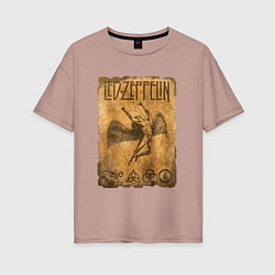 Женская футболка оверсайз Led zeppelin swan song logo