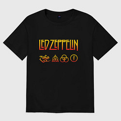 Футболка оверсайз женская Led Zeppelin - logotype, цвет: черный