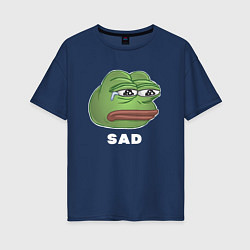 Футболка оверсайз женская Sad Pepe art, цвет: тёмно-синий