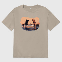 Футболка оверсайз женская Закат в Питере, цвет: миндальный