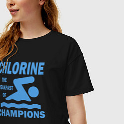 Футболка оверсайз женская Хлор - завтрак чемпионов, цвет: черный — фото 2