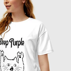 Футболка оверсайз женская Deep Purple - rock cat, цвет: белый — фото 2