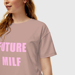 Футболка оверсайз женская Future milf, цвет: пыльно-розовый — фото 2