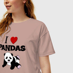Футболка оверсайз женская I love Panda - люблю панд, цвет: пыльно-розовый — фото 2