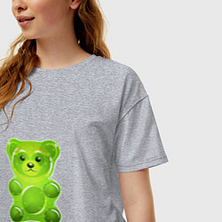 Футболка оверсайз женская Желейный медведь зеленый, цвет: меланж — фото 2