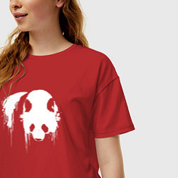 Футболка оверсайз женская Панда брызги белой краски, цвет: красный — фото 2