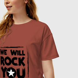 Футболка оверсайз женская We rock you, цвет: кирпичный — фото 2