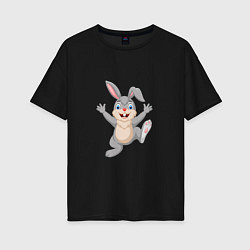 Футболка оверсайз женская Running Rabbit, цвет: черный