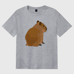 Женская футболка оверсайз Капибара лениво отдыхает