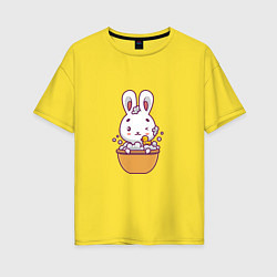 Женская футболка оверсайз Кролик в ванне