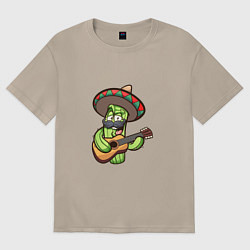 Футболка оверсайз женская Кактус - Мексиканец, цвет: миндальный