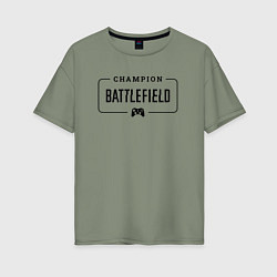 Футболка оверсайз женская Battlefield gaming champion: рамка с лого и джойст, цвет: авокадо