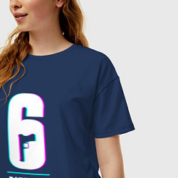 Футболка оверсайз женская Rainbow Six в стиле glitch и баги графики, цвет: тёмно-синий — фото 2