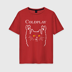 Футболка оверсайз женская Coldplay rock cat, цвет: красный