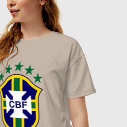 Футболка оверсайз женская Brasil CBF, цвет: миндальный — фото 2