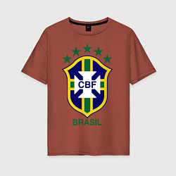 Футболка оверсайз женская Brasil CBF, цвет: кирпичный