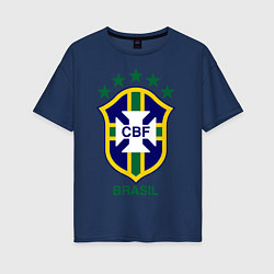 Футболка оверсайз женская Brasil CBF, цвет: тёмно-синий