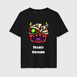 Женская футболка оверсайз Geometry Dash hard demon