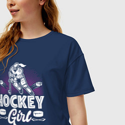 Футболка оверсайз женская Женский хоккей, цвет: тёмно-синий — фото 2