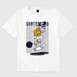 Футболка оверсайз женская Скейтбордист с бородой, цвет: белый