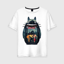 Женская футболка оверсайз Totoro - Satsuki & Mei