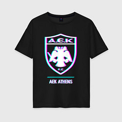 Женская футболка оверсайз AEK Athens FC в стиле glitch