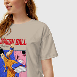 Футболка оверсайз женская Dragon Ball - Сон Гоку - Удар, цвет: миндальный — фото 2