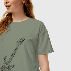 Футболка оверсайз женская Гитара из нот, цвет: авокадо — фото 2