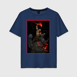 Женская футболка оверсайз God of War - Кратос против балрога