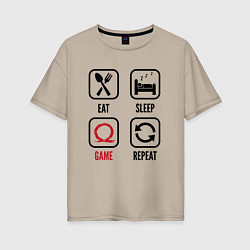 Женская футболка оверсайз Eat - sleep - God of War - repeat