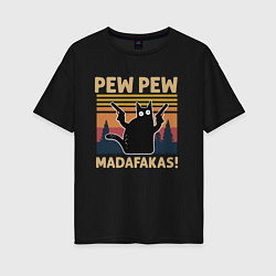 Женская футболка оверсайз Кот с пистолетами - Madafakas