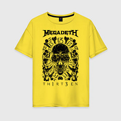 Футболка оверсайз женская Megadeth Thirteen, цвет: желтый