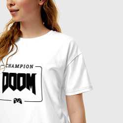 Футболка оверсайз женская Doom gaming champion: рамка с лого и джойстиком, цвет: белый — фото 2