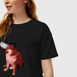 Футболка оверсайз женская Чимс - человек бензопила - Мем, цвет: черный — фото 2