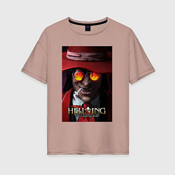 Футболка оверсайз женская Hellsing - Alucard face, цвет: пыльно-розовый