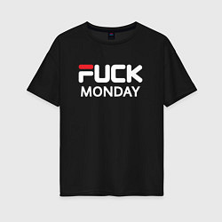 Футболка оверсайз женская Fuck monday, fila, anti-brand, цвет: черный