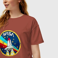 Футболка оверсайз женская NASA - emblem - USA, цвет: кирпичный — фото 2
